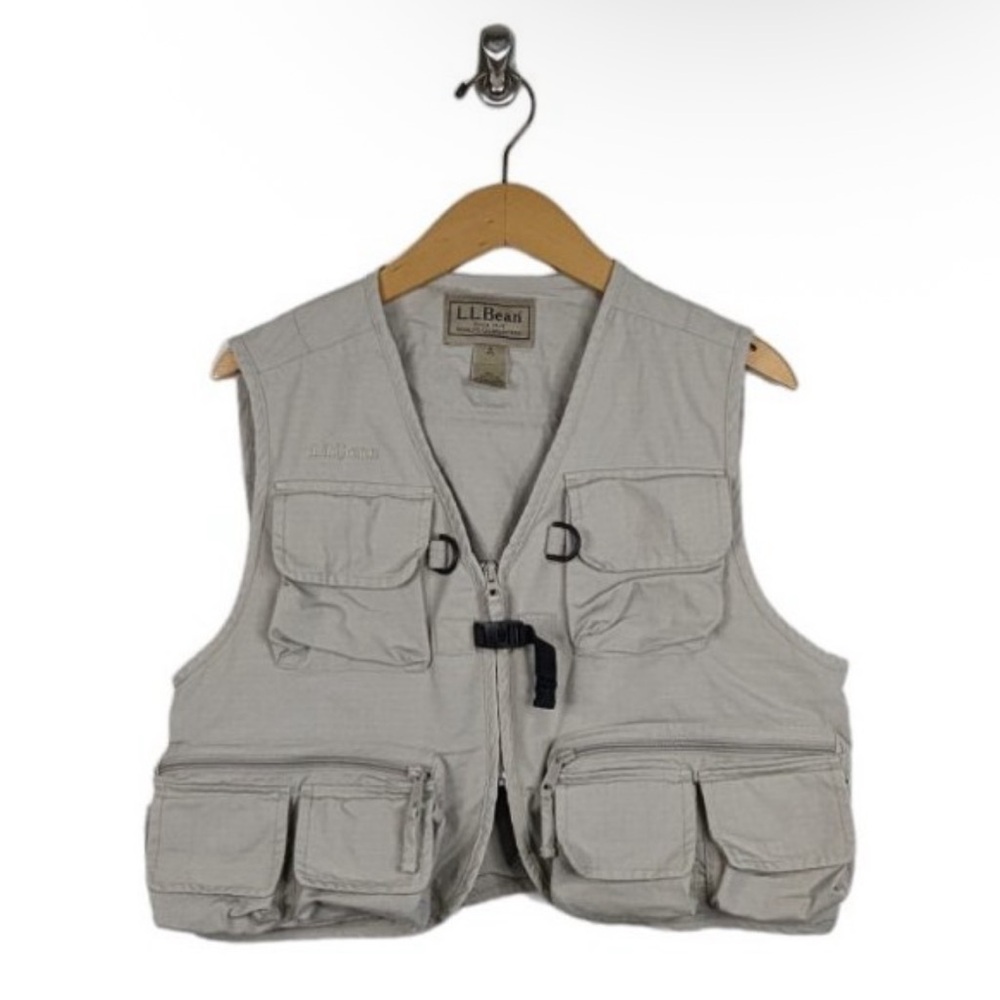 Vintage LL BEAN Vest Mens S Khaki Fly Fishing Camping Pockets Safari Hiking